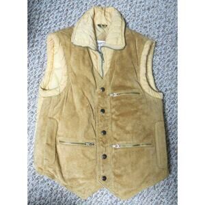VINTAGE Scotts Grey Ltd Leather Suede Vest Size 36 1970's Western Puffer Zipper
